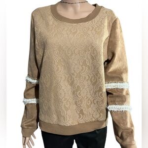 Alice Blue Floral Lace Pullover
Sweatshirt Top Size L